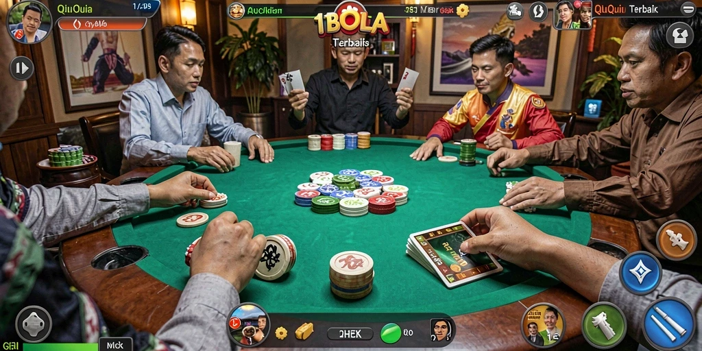 Tampilan gameplay seru dalam QiuQiu 11BOLA.