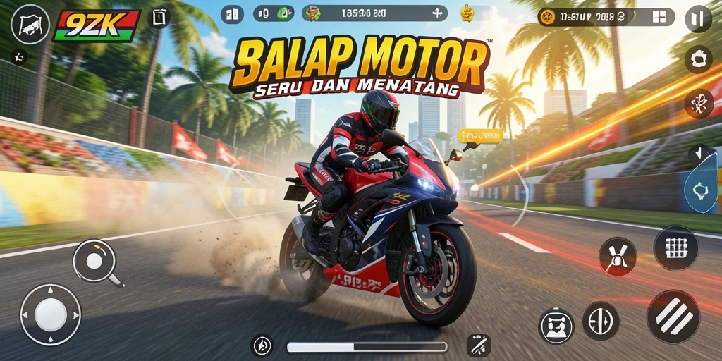 Gameplay seru balap motor di 9ZK dengan grafik mengesankan.