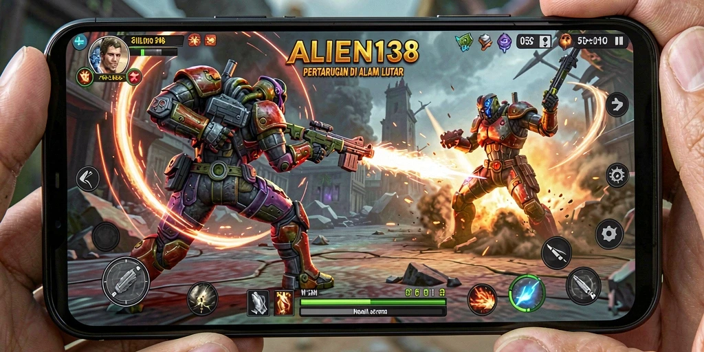 Tangkapan layar utama ALIEN138 menampilkan aksi seru di luar angkasa.