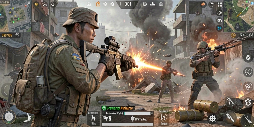 Screenshot utama DY01 menampilkan aksi seru dalam gameplay FPS.