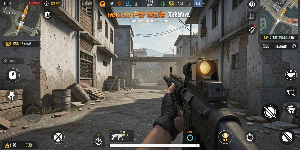 Tangkapan layar gameplay HOKI138 yang menampilkan aksi pertempuran FPS.