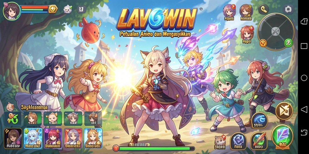 Gameplay LAVOWIN menampilkan petualangan anime yang seru dan grafis menawan.