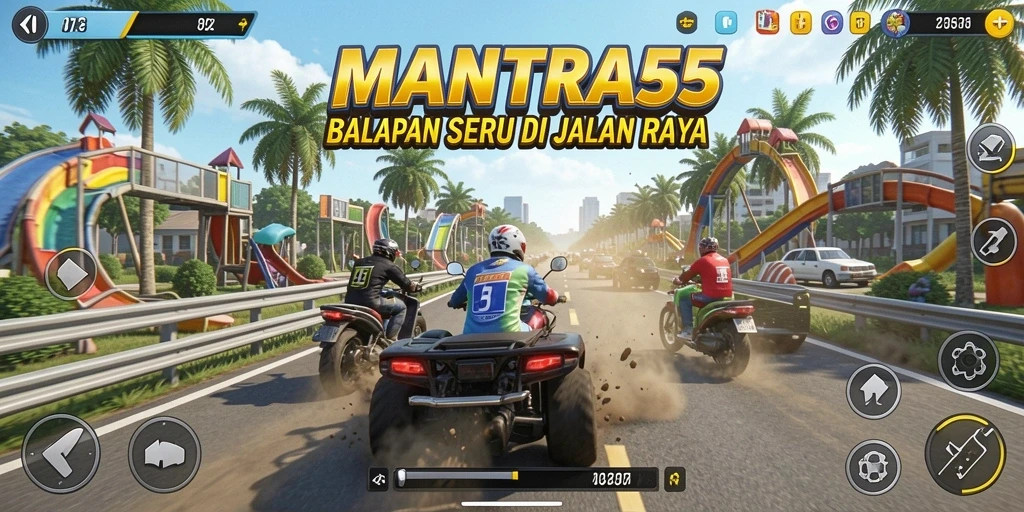 Screenshot gameplay yang mendebarkan dari MANTRA55.