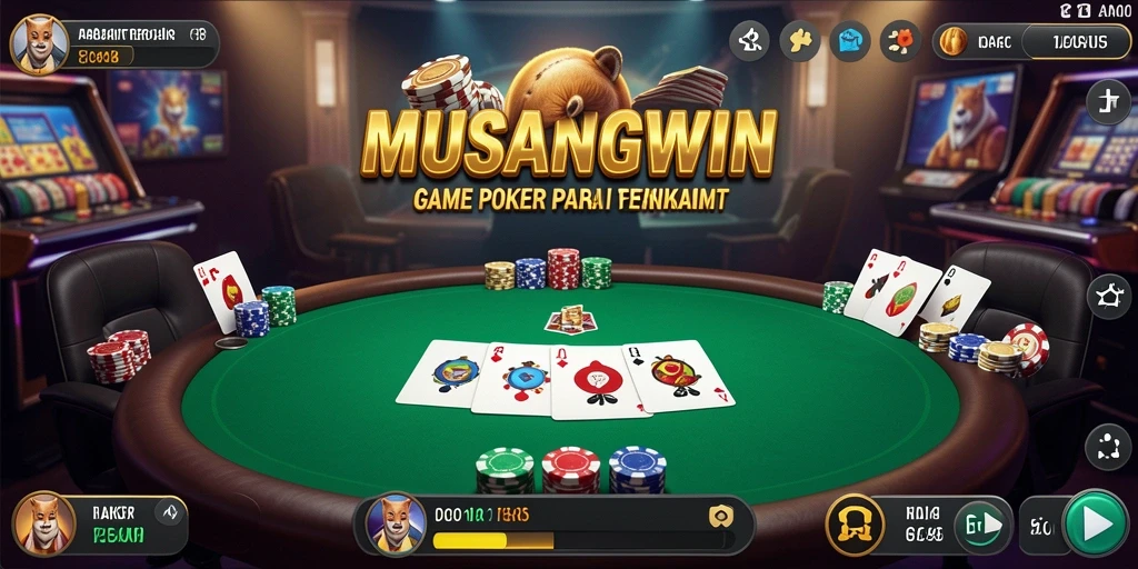 Tampilan gameplay Poker yang menegangkan dan seru di MUSANGWIN.