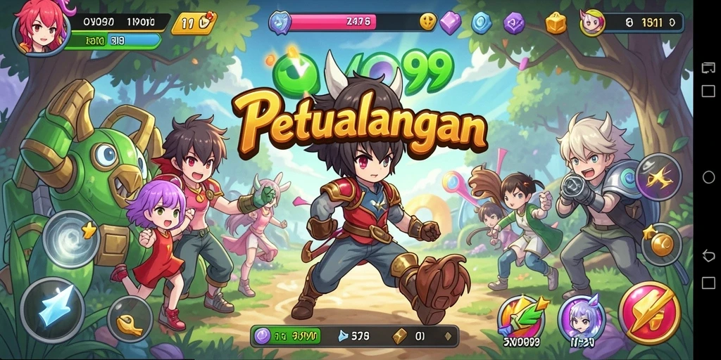 Tampilan gameplay OVO99 yang memukau dengan karakter anime.