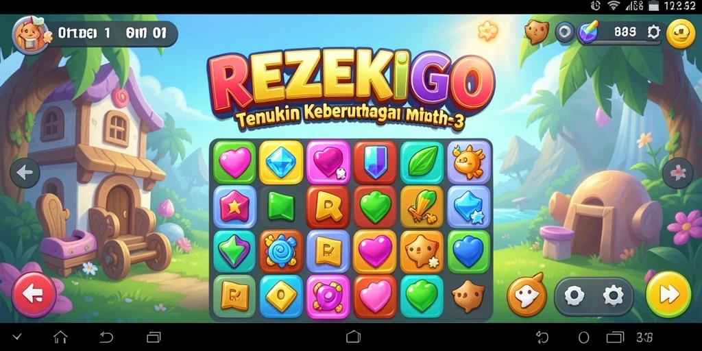 Tampilan gameplay seru dalam REZEKIGO, penuh tantangan match-3.