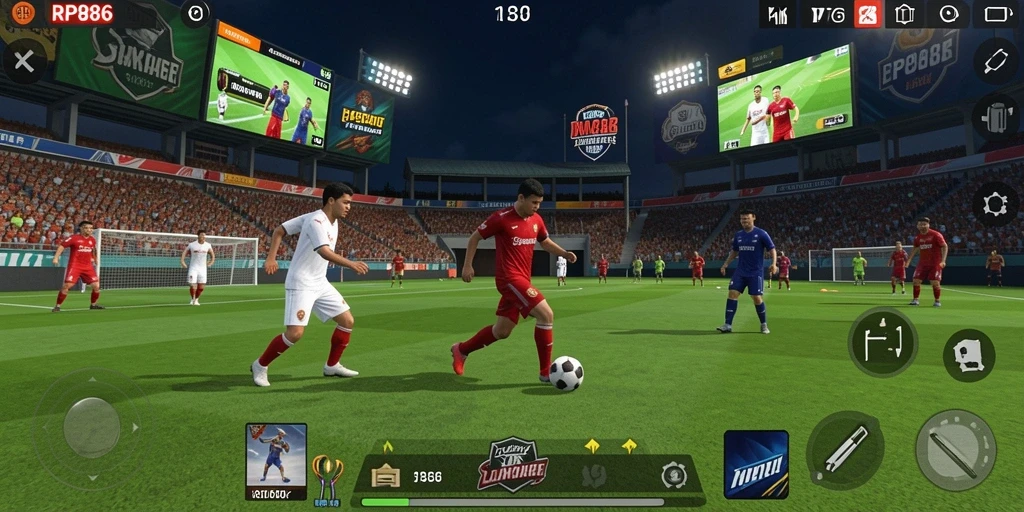 Tampilan gameplay yang menakjubkan dalam RP886, penuh aksi olahraga.