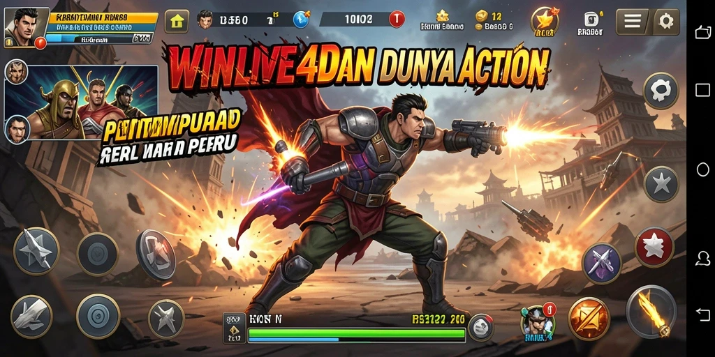 Screenshot gameplay WINLIVE4D menunjukkan aksi pertempuran yang mendebarkan.